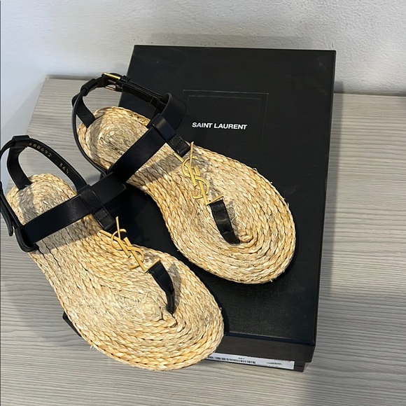 Saint Laurent Black and Tan Women's Sandals - Picture 1 of 5